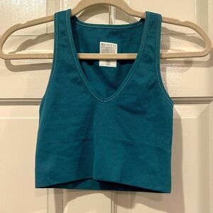 Women's Athleta Aurora Light Teal Blue Seamless Crop Rib Sz XS Tank Top